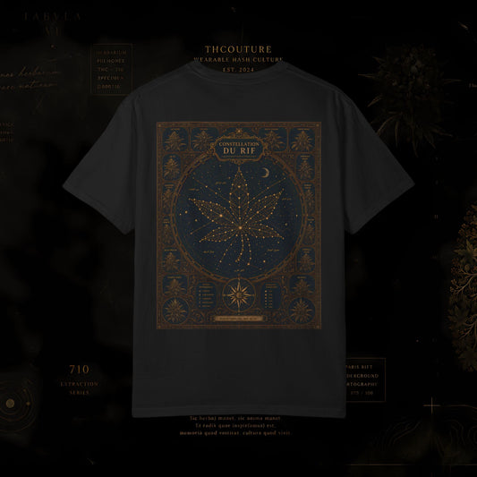 T-shirt THCOUTURE Tarot Herbal — coton lourd garment-dyed, motif botanique mystique au dos