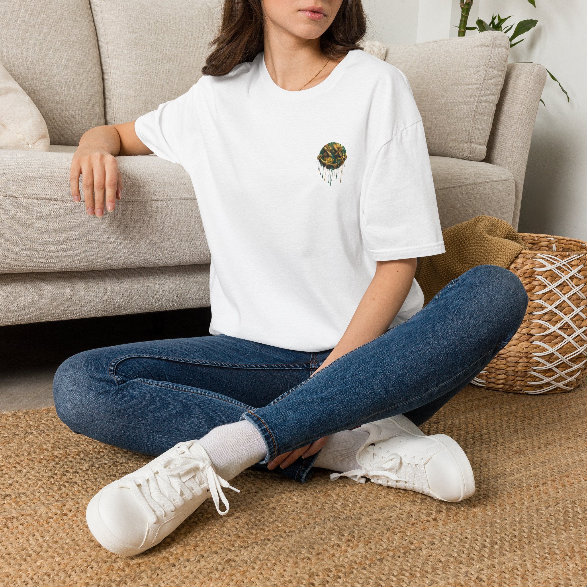 Mini Camo Drip T-Shirt — Small Chest Camouflage Graphic Tee