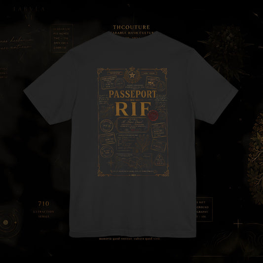 T-shirt THCOUTURE Passeport du Rif — imprimé passeport voyage, héritage marocain
